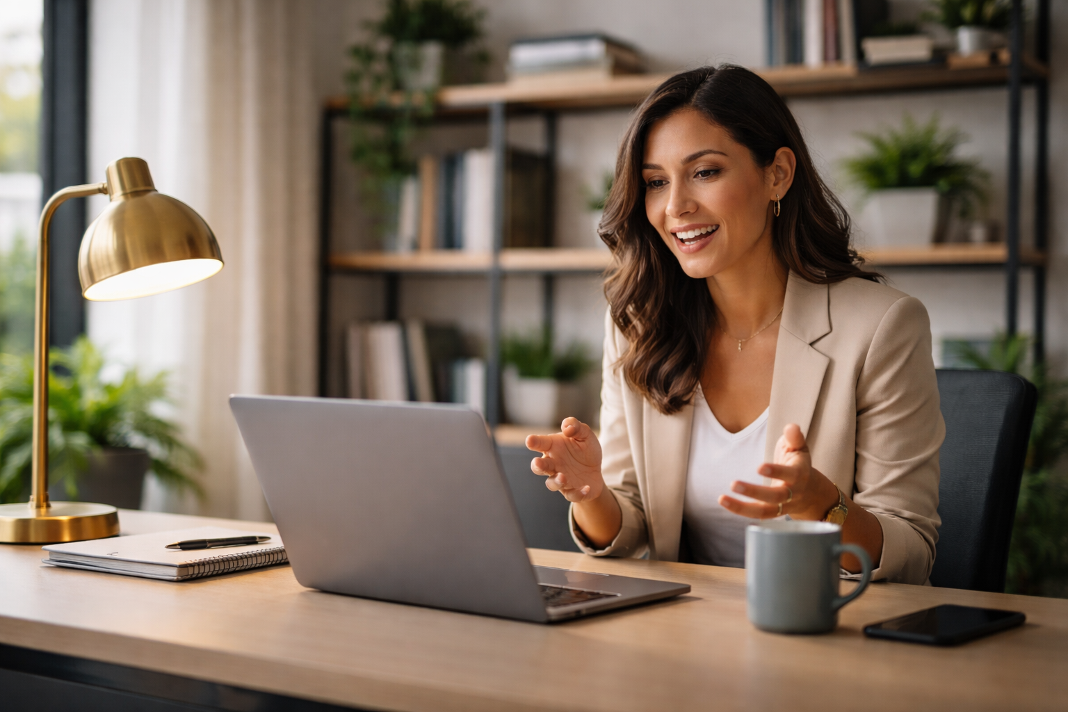 Hispanic Woman on Business Call