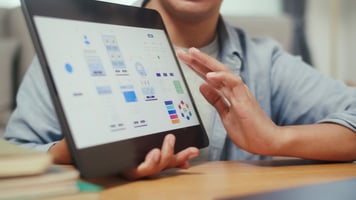 data on tablet screen 